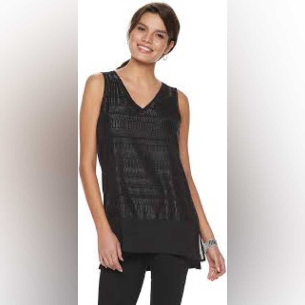 Dressy tank xxl Apt. 9 V neck tunic black Party‎ whimsigoth Stevie Nicks